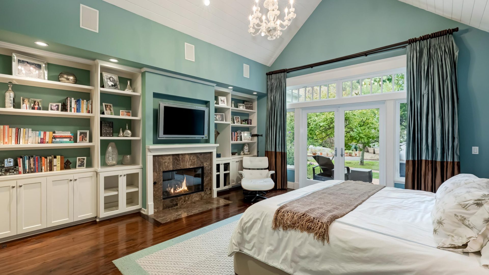 inside a luxury home bedroom.